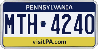 PA license plate MTH4240