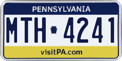 PA license plate MTH4241