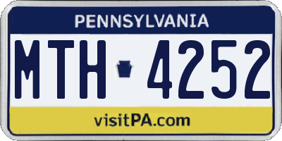PA license plate MTH4252