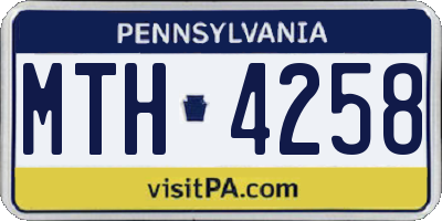 PA license plate MTH4258