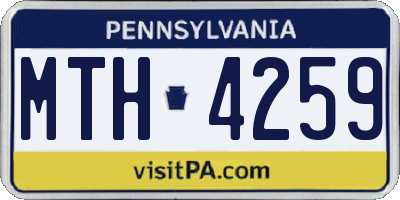 PA license plate MTH4259