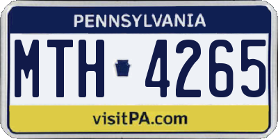 PA license plate MTH4265