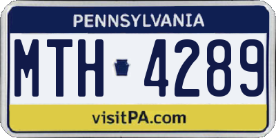 PA license plate MTH4289
