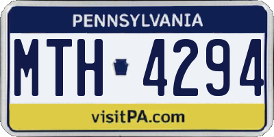 PA license plate MTH4294