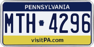 PA license plate MTH4296