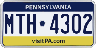 PA license plate MTH4302