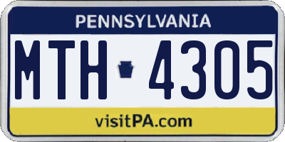 PA license plate MTH4305