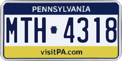 PA license plate MTH4318
