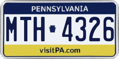 PA license plate MTH4326