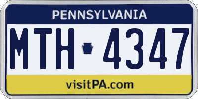 PA license plate MTH4347