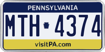 PA license plate MTH4374