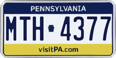PA license plate MTH4377