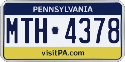 PA license plate MTH4378
