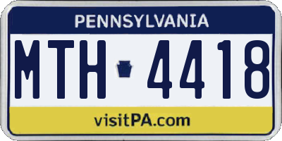 PA license plate MTH4418