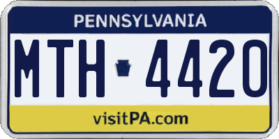 PA license plate MTH4420