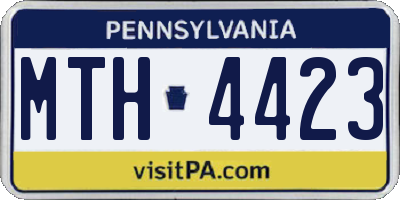 PA license plate MTH4423