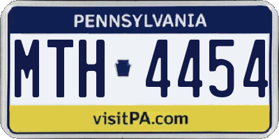 PA license plate MTH4454