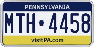 PA license plate MTH4458