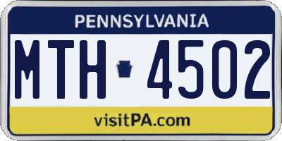 PA license plate MTH4502