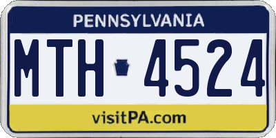 PA license plate MTH4524