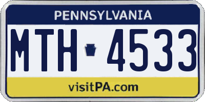 PA license plate MTH4533