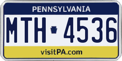 PA license plate MTH4536