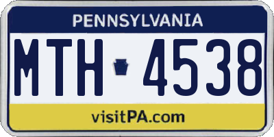 PA license plate MTH4538