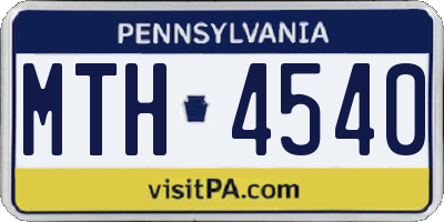 PA license plate MTH4540