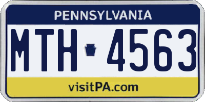 PA license plate MTH4563