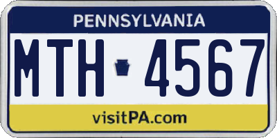 PA license plate MTH4567