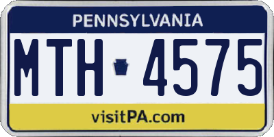 PA license plate MTH4575