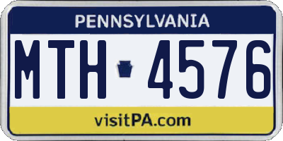 PA license plate MTH4576