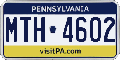PA license plate MTH4602