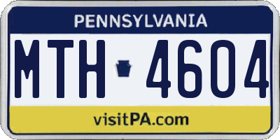 PA license plate MTH4604