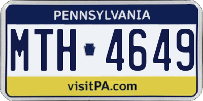 PA license plate MTH4649