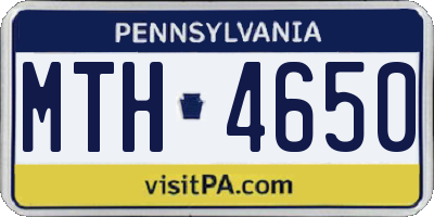 PA license plate MTH4650