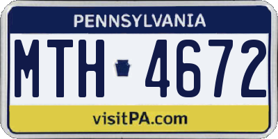 PA license plate MTH4672