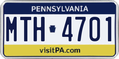 PA license plate MTH4701
