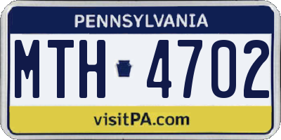 PA license plate MTH4702