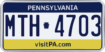 PA license plate MTH4703