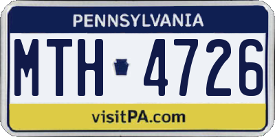 PA license plate MTH4726