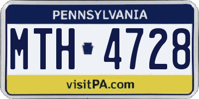 PA license plate MTH4728