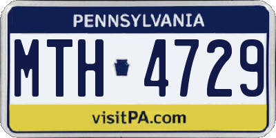 PA license plate MTH4729