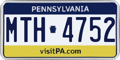 PA license plate MTH4752