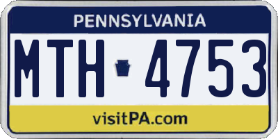PA license plate MTH4753