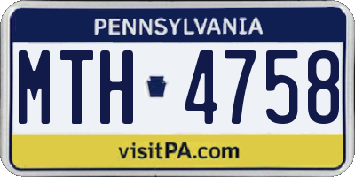 PA license plate MTH4758