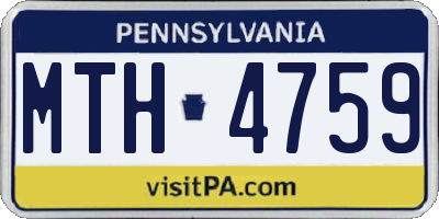 PA license plate MTH4759