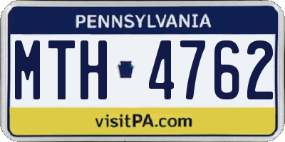 PA license plate MTH4762