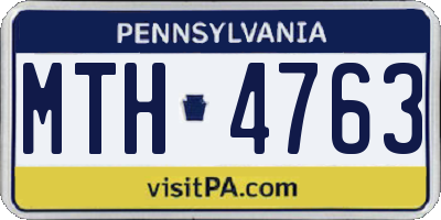 PA license plate MTH4763