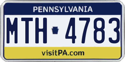 PA license plate MTH4783